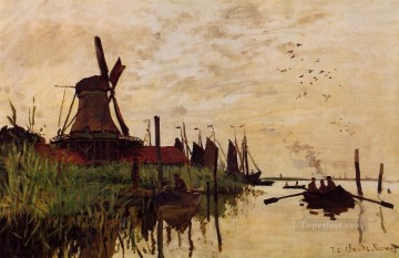  Wind Oil Painting - Windmill at Zaandam Claude Monet